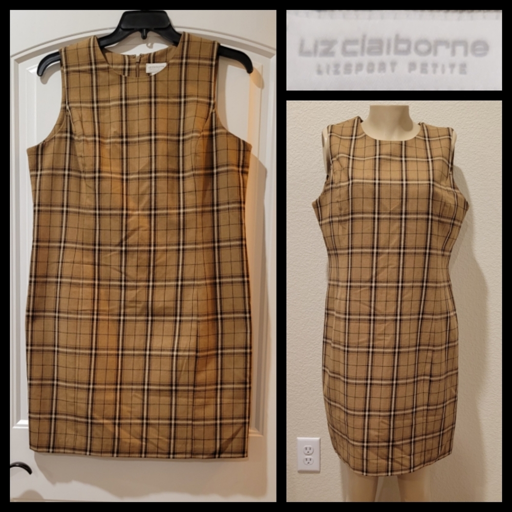 Liz Claiborne tartan plaid sheath dress 16P